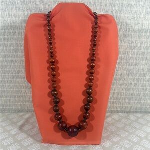 Elegant BrownWood Beaded Necklace
